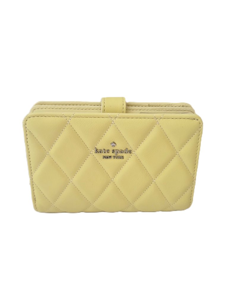 Kate Spade Kn755 Smooth Quilted Leather Medium Bifold Wallet Lemon Fond